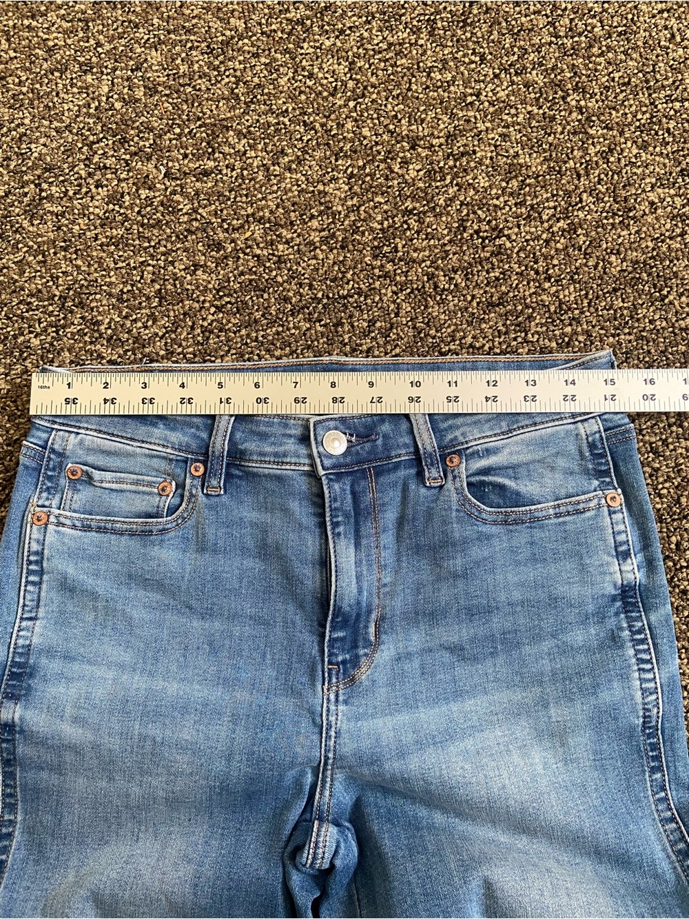 American Eagle Next Level Stretch Flare Jeans Side Slit Studded Hem Size 10 - Picture 4 of 16